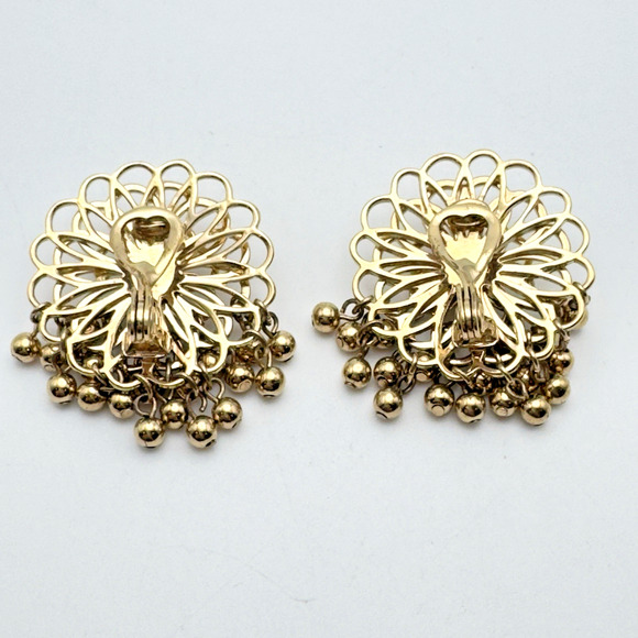 Vintage MONET Earrings Cha Cha Flower Clip On 1" - Picture 4 of 6